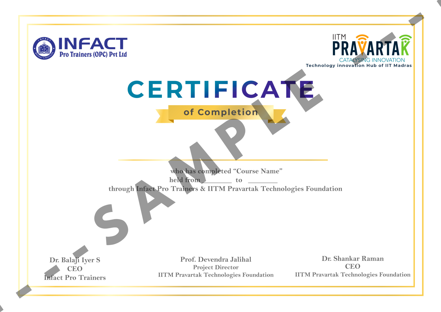 Pravartak 999 Course – IIT-M Infact Pro